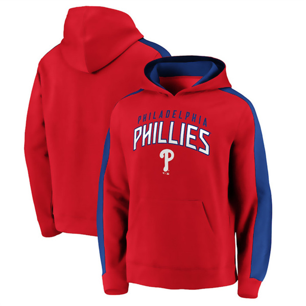 Men's Philadelphia Phillies Red Game Time Arch Pullover Hoodie
